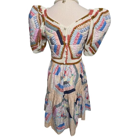 Sea New York Quin Mini Dress patchwork knit quilted BoHo size extra small XS - Picture 10 of 15